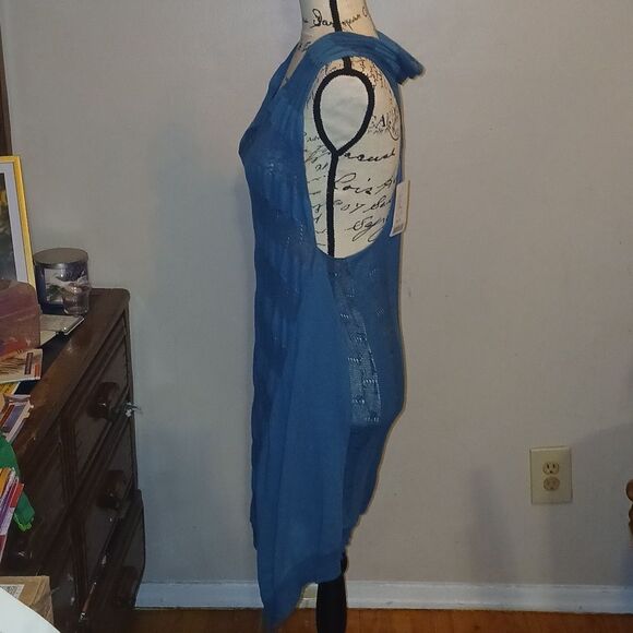 NWT Anthropologie Sparrow Blue Sheer Sleeveless Asymmetrical Dress Medium - Picture 5 of 8